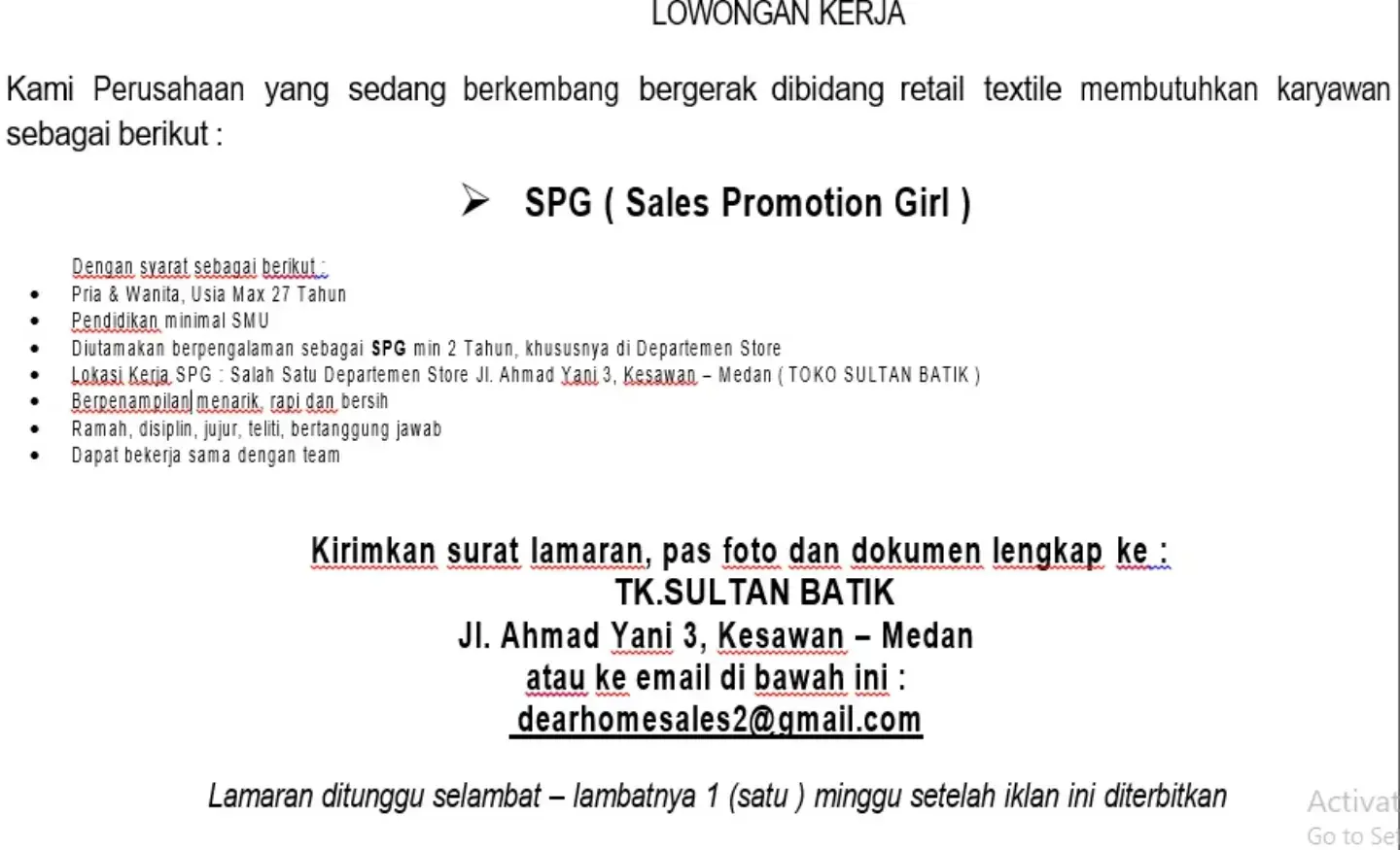 Poster Lowongan kerja